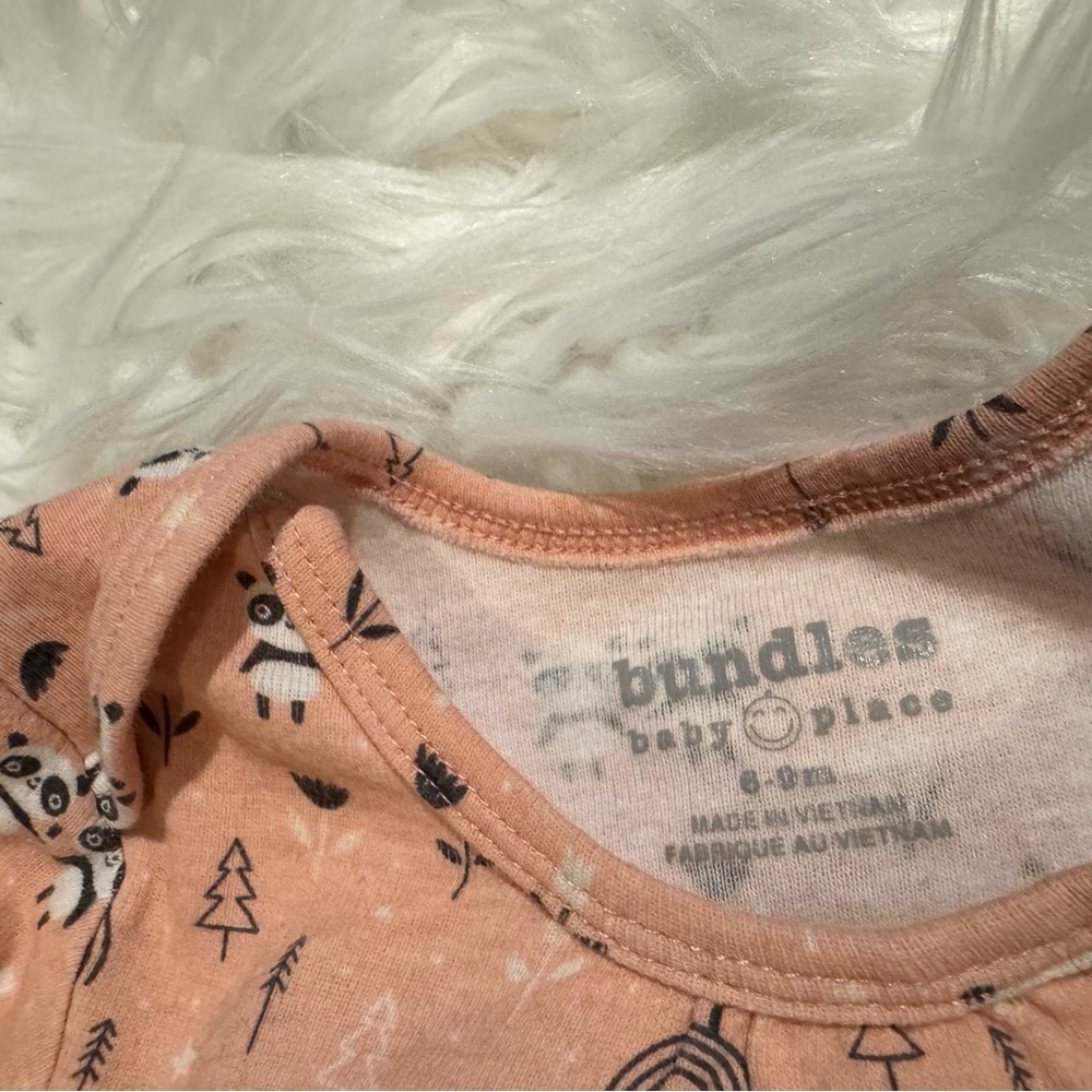 The Children’s Place Baby Girl Pink Panda Long Sleeve Bodysuit Size 6-9 Months - Picture 3 of 5